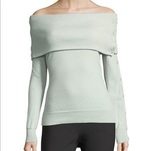 Theory Off the shoulder light green top